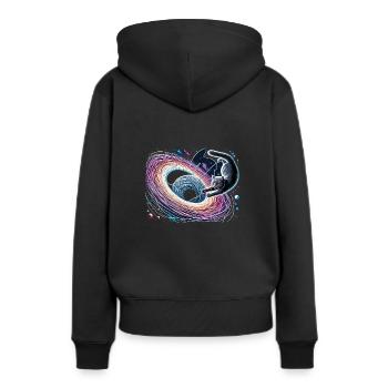 Chat, Astronaute, Astronomie, Système Solaire Externe - Sweat à capuche Premium bio Femme - noir - Dos - Julia (174cm)
