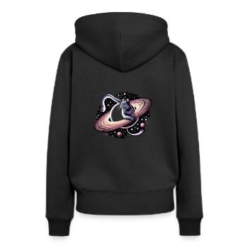 Chat, Astronaute, Astronomie, Système Solaire Externe - Sweat à capuche Premium bio Femme - noir - Dos - Julia (174cm)