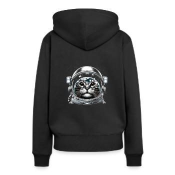 Chat, Astronaute, Astronomie, Système Solaire Externe - Sweat à capuche Premium bio Femme - noir - Dos - Julia (174cm)