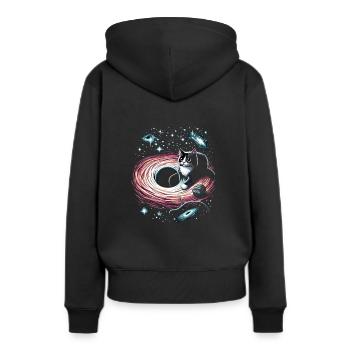 Chat, Astronaute, Astronomie, Système Solaire Externe - Sweat à capuche Premium bio Femme - noir - Dos - Julia (174cm)
