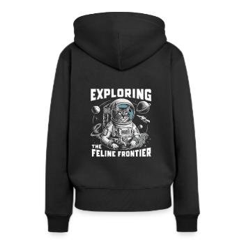 Chat, Astronaute, Astronomie, Système Solaire Externe - Sweat à capuche Premium bio Femme - noir - Dos - Julia (174cm)