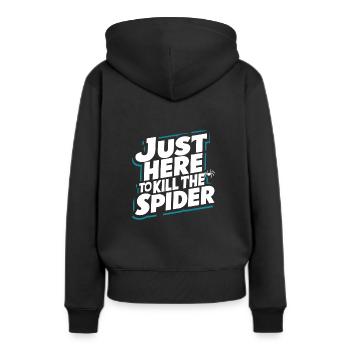 Sensibilisation à l’arachnophobie drôle, phobie des araignées - Sweat à capuche Premium bio Femme - noir - Dos - Julia (174cm)