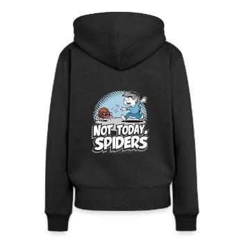 Sensibilisation à l’arachnophobie drôle, phobie des araignées - Sweat à capuche Premium bio Femme - noir - Dos - Julia (174cm)