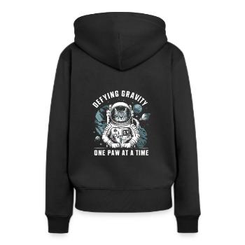 Chat, Astronaute, Astronomie, Système Solaire Externe - Sweat à capuche Premium bio Femme - noir - Dos - Julia (174cm)