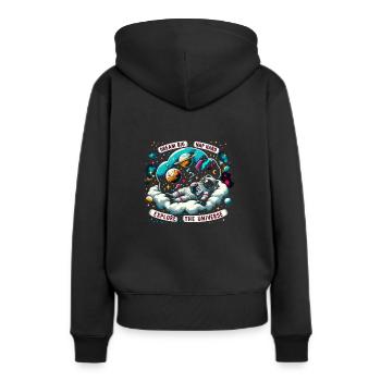 Chat, Astronaute, Astronomie, Système Solaire Externe - Sweat à capuche Premium bio Femme - noir - Dos - Julia (174cm)