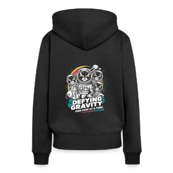 Chat, Astronaute, Astronomie, Système Solaire Externe - Sweat à capuche Premium bio Femme - noir - Dos - Julia (174cm)