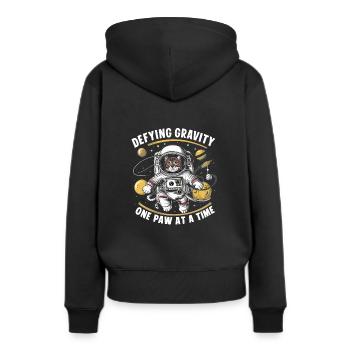 Chat, Astronaute, Astronomie, Système Solaire Externe - Sweat à capuche Premium bio Femme - noir - Dos - Julia (174cm)
