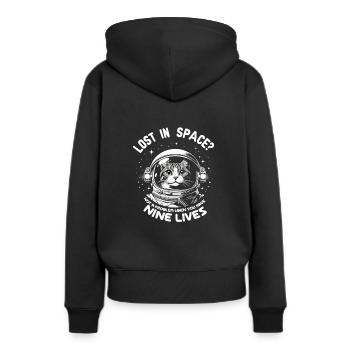 Chat, Astronaute, Astronomie, Système Solaire Externe - Sweat à capuche Premium bio Femme - noir - Dos - Julia (174cm)