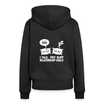 Parler dans le sommeil, Somniloquie, Parler dans le sommeil - Sweat à capuche Premium bio Femme - noir - Dos - Julia (174cm)