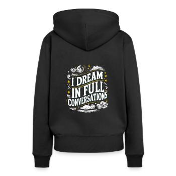 Parler dans le sommeil, Somniloquie, Parler dans le sommeil - Sweat à capuche Premium bio Femme - noir - Dos - Julia (174cm)