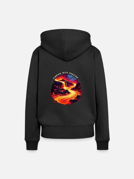 Lustiger Vulkan-lava-geologie-felsenjagd-geologe - Dame Premium hoodie, økologisk bomuld - sort