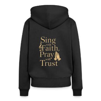 Musique chorale Chant religieux Musique confessionnelle - Sweat à capuche Premium bio Femme - noir - Dos - Julia (174cm)