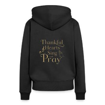 Musique chorale Chant religieux Musique confessionnelle - Sweat à capuche Premium bio Femme - noir - Dos - Julia (174cm)