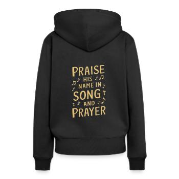 Musique chorale Chant religieux Musique confessionnelle - Sweat à capuche Premium bio Femme - noir - Dos - Julia (174cm)