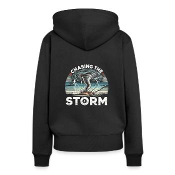 Erlebe Die Faszinierende Welt Des Tornadojagens - Frauen Premium Bio Hoodie - Schwarz - Hinten - Julia (174cm)