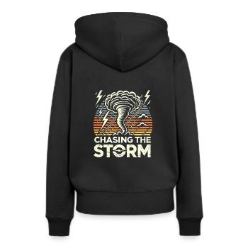 Erlebe Die Faszinierende Welt Des Tornadojagens - Frauen Premium Bio Hoodie - Schwarz - Hinten - Julia (174cm)
