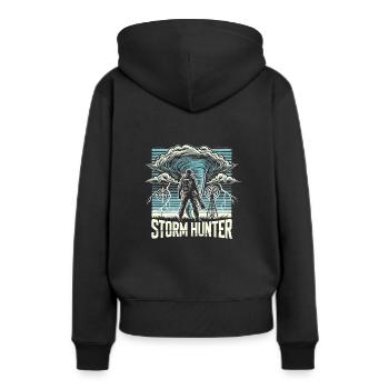 Erlebe Die Faszinierende Welt Des Tornadojagens - Frauen Premium Bio Hoodie - Schwarz - Hinten - Julia (174cm)