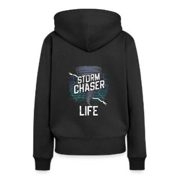 Erlebe Die Faszinierende Welt Des Tornadojagens - Frauen Premium Bio Hoodie - Schwarz - Hinten - Julia (174cm)
