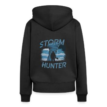 Erlebe Die Faszinierende Welt Des Tornadojagens - Frauen Premium Bio Hoodie - Schwarz - Hinten - Julia (174cm)