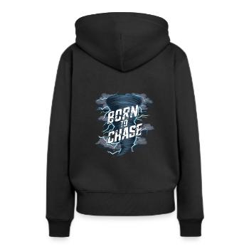 Erlebe Die Faszinierende Welt Des Tornadojagens - Frauen Premium Bio Hoodie - Schwarz - Hinten - Julia (174cm)