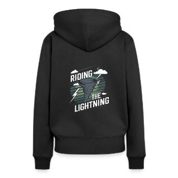 Erlebe Die Faszinierende Welt Des Tornadojagens - Frauen Premium Bio Hoodie - Schwarz - Hinten - Julia (174cm)