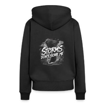 Erlebe Die Faszinierende Welt Des Tornadojagens - Frauen Premium Bio Hoodie - Schwarz - Hinten - Julia (174cm)