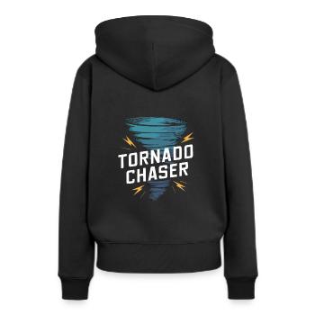 Erlebe Die Faszinierende Welt Des Tornadojagens - Frauen Premium Bio Hoodie - Schwarz - Hinten - Julia (174cm)