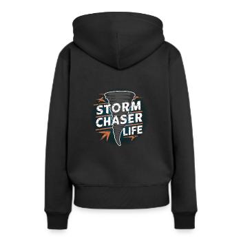 Erlebe Die Faszinierende Welt Des Tornadojagens - Frauen Premium Bio Hoodie - Schwarz - Hinten - Julia (174cm)