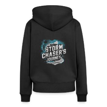 Erlebe Die Faszinierende Welt Des Tornadojagens - Frauen Premium Bio Hoodie - Schwarz - Hinten - Julia (174cm)