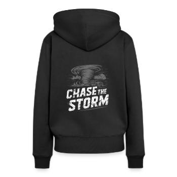 Erlebe Die Faszinierende Welt Des Tornadojagens - Frauen Premium Bio Hoodie - Schwarz - Hinten - Julia (174cm)