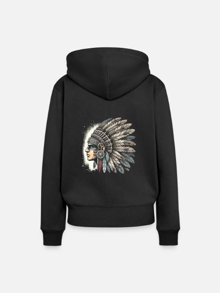 Aztekischer Krieger Mit Traditioneller - Frauen Premium Bio Hoodie - Schwarz
