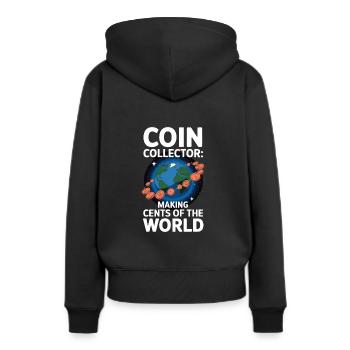 Coin Collector Coin Collection Numismatic History - Frauen Premium Bio Hoodie - Schwarz - Hinten - Julia (174cm)