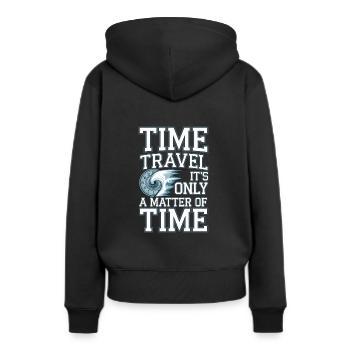 Zeitreise-sci-fi-enthusiast Und Zeitmaschine - Frauen Premium Bio Hoodie - Schwarz - Hinten - Julia (174cm)