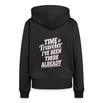 Zeitreise-sci-fi-enthusiast Und Zeitmaschine - Frauen Premium Bio Hoodie - Schwarz - Hinten - Julia (174cm)