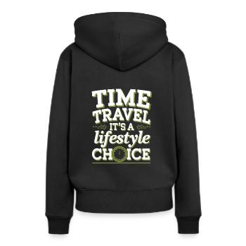 Zeitreise-sci-fi-enthusiast Und Zeitmaschine - Frauen Premium Bio Hoodie - Schwarz - Hinten - Julia (174cm)