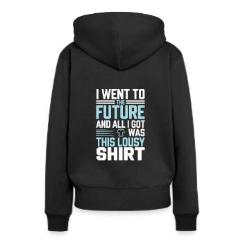 Zeitreise-sci-fi-enthusiast Und Zeitmaschine - Frauen Premium Bio Hoodie - Schwarz - Hinten - Julia (174cm)
