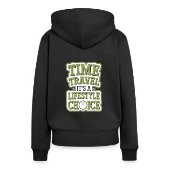Zeitreise-sci-fi-enthusiast Und Zeitmaschine - Frauen Premium Bio Hoodie - Schwarz - Hinten - Julia (174cm)