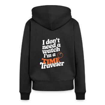 Zeitreise-sci-fi-enthusiast Und Zeitmaschine - Frauen Premium Bio Hoodie - Schwarz - Hinten - Julia (174cm)
