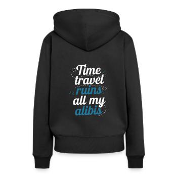 Zeitreise-sci-fi-enthusiast Und Zeitmaschine - Frauen Premium Bio Hoodie - Schwarz - Hinten - Julia (174cm)