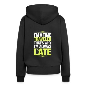 Zeitreise-sci-fi-enthusiast Und Zeitmaschine - Frauen Premium Bio Hoodie - Schwarz - Hinten - Julia (174cm)