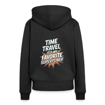 Zeitreise-sci-fi-enthusiast Und Zeitmaschine - Frauen Premium Bio Hoodie - Schwarz - Hinten - Julia (174cm)
