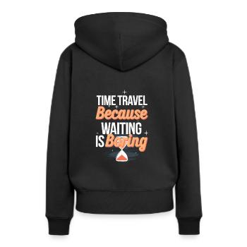Zeitreise-sci-fi-enthusiast Und Zeitmaschine - Frauen Premium Bio Hoodie - Schwarz - Hinten - Julia (174cm)