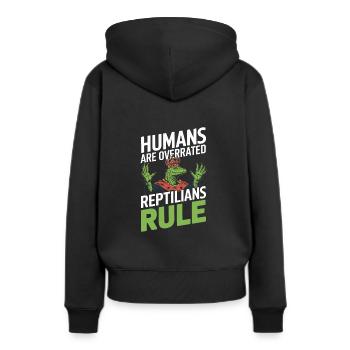 Lézard Peuple Reptile Conspiration Et Secret - Sweat à capuche Premium bio Femme - noir - Dos - Julia (174cm)