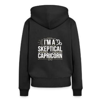 Sceptique de l’astrologie : pensée critique - Sweat à capuche Premium bio Femme - noir - Dos - Julia (174cm)