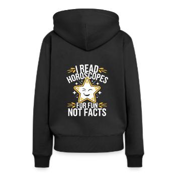 Sceptique de l’astrologie : pensée critique - Sweat à capuche Premium bio Femme - noir - Dos - Julia (174cm)