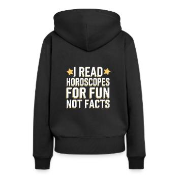 Sceptique de l’astrologie : pensée critique - Sweat à capuche Premium bio Femme - noir - Dos - Julia (174cm)