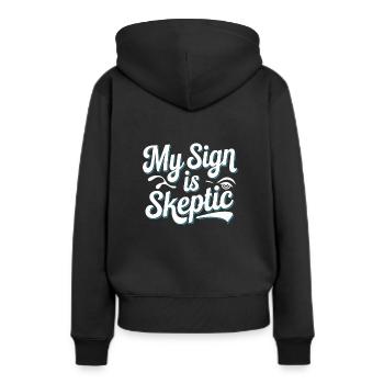 Sceptique de l’astrologie : pensée critique - Sweat à capuche Premium bio Femme - noir - Dos - Julia (174cm)