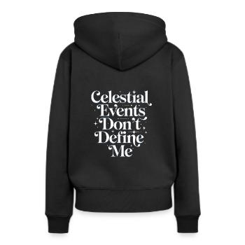 Sceptique de l’astrologie : pensée critique - Sweat à capuche Premium bio Femme - noir - Dos - Julia (174cm)