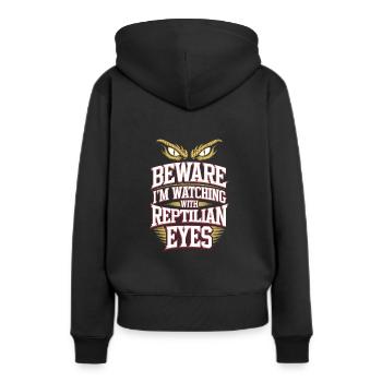 Lézard Peuple Reptile Conspiration Et Secret - Sweat à capuche Premium bio Femme - noir - Dos - Julia (174cm)
