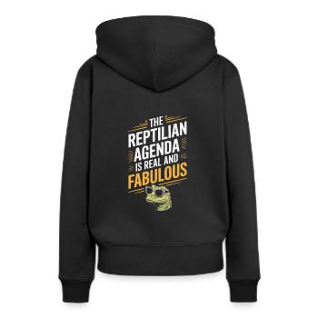 Lézard Peuple Reptile Conspiration Et Secret - Sweat à capuche Premium bio Femme - noir - Dos - Julia (174cm)